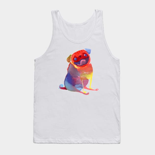 Rainbow Watercolor Pug Tank Top by Inkpug